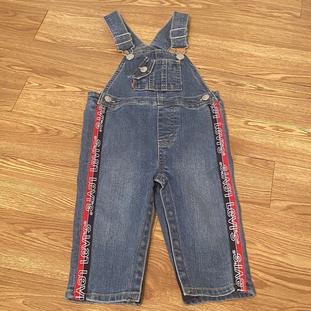 Levi Overalls Leg Print Children's Sz 18 Mo‎ Snaps On Legs Photo Western Wear K